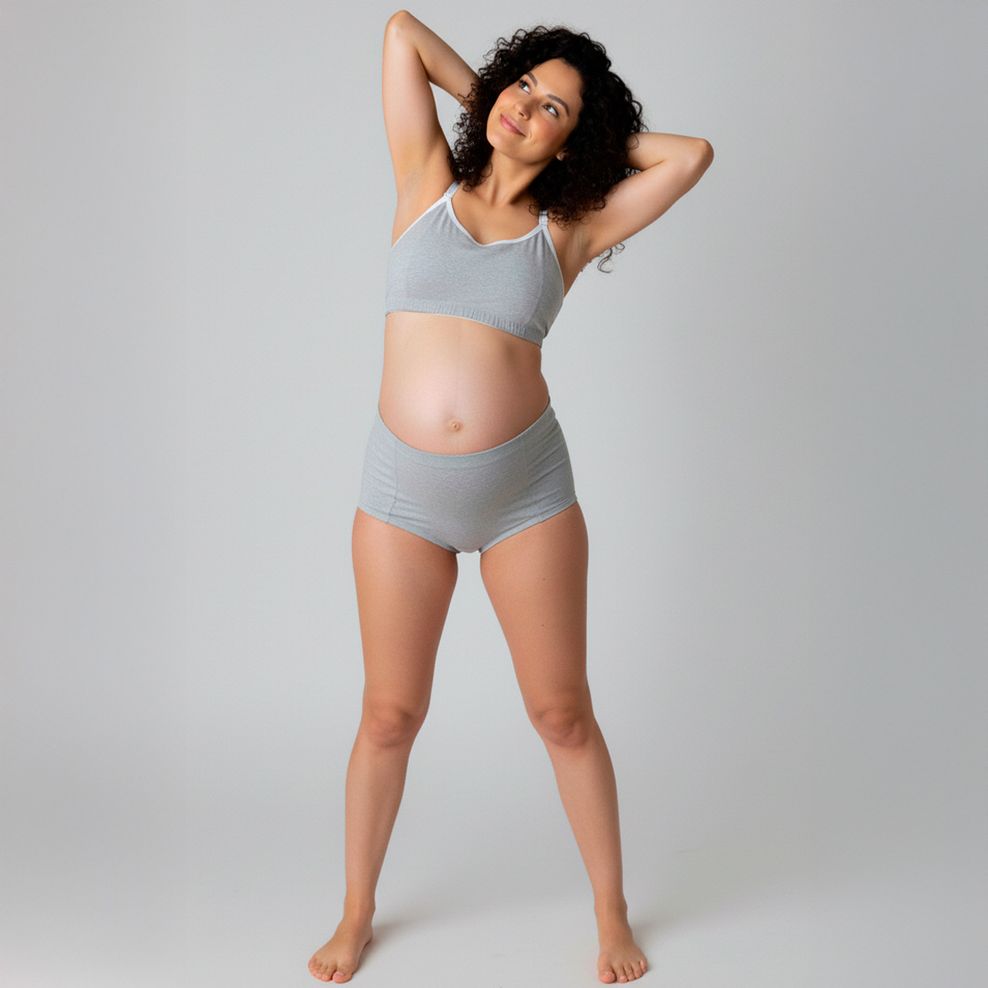 Conjunto Maternal Deportivo, Calzon CorteAlto, Sostén Lactancia Diana, Gris 1