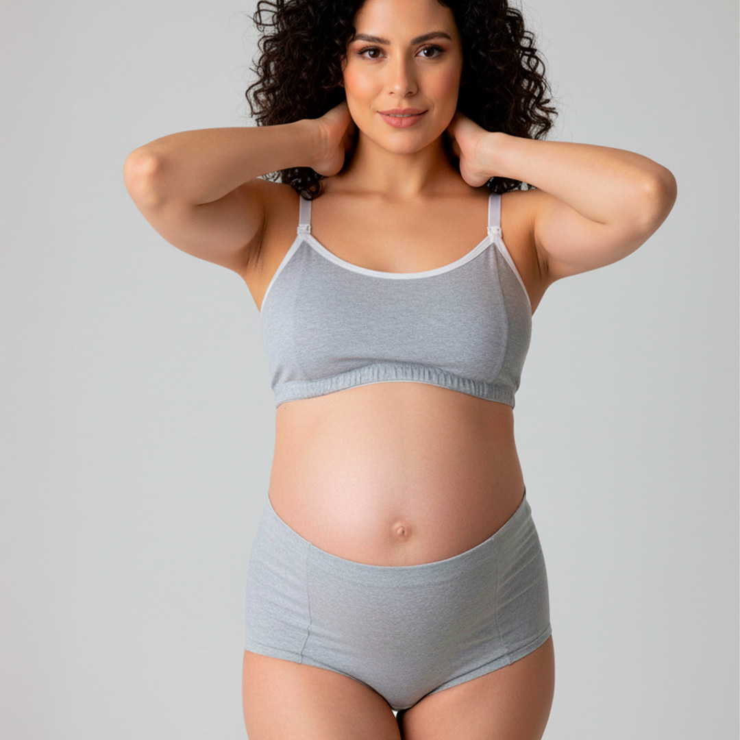 Conjunto Maternal Deportivo, Calzon CorteAlto, Sostén Lactancia Diana, Gris 3