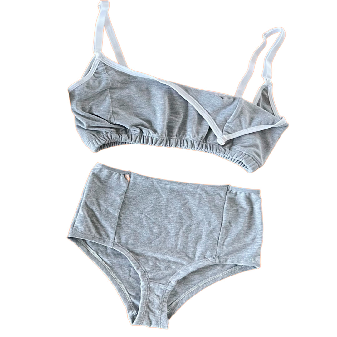 Conjunto Maternal Deportivo, Calzon CorteAlto, Sostén Lactancia Diana, Gris 12