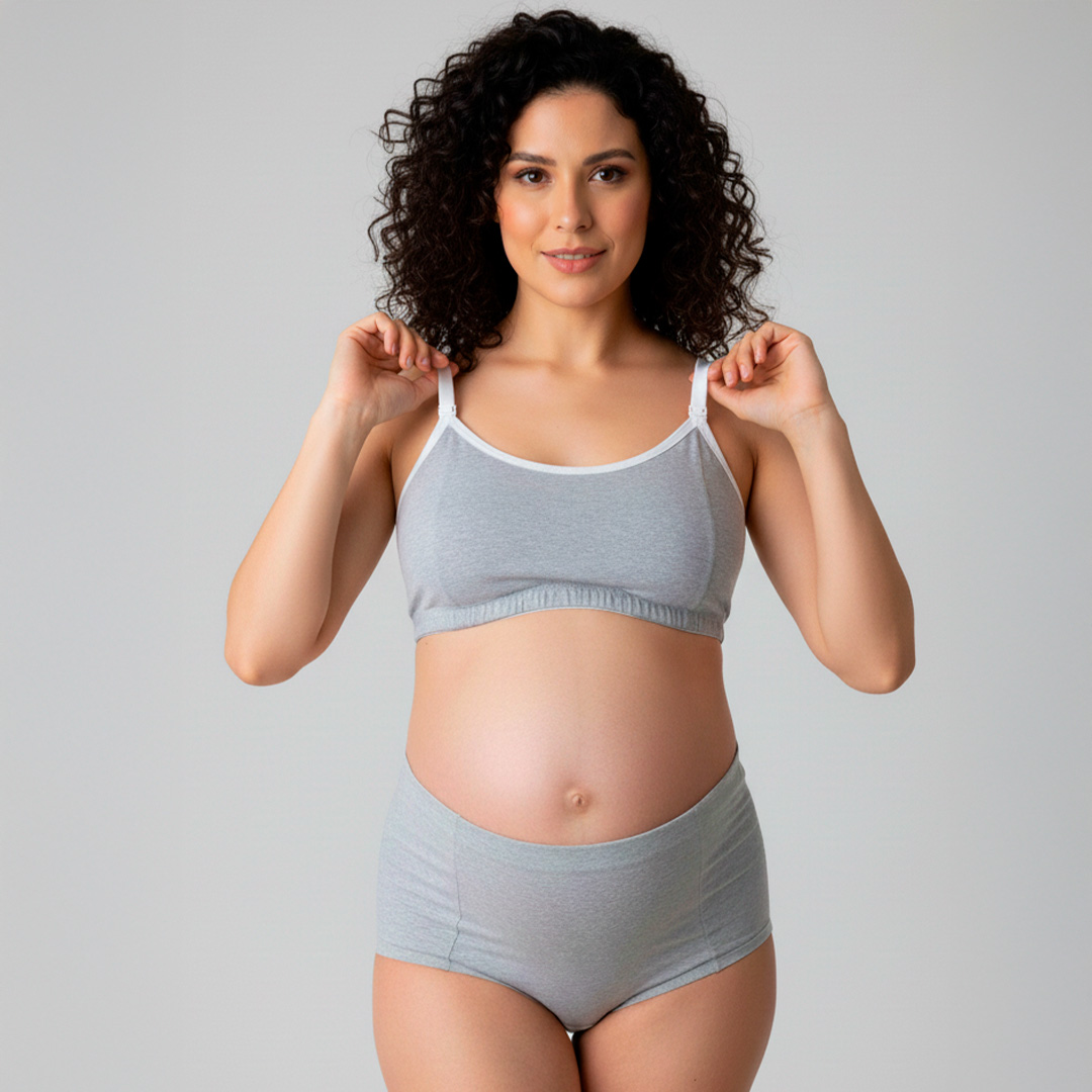 Conjunto Maternal Deportivo, Calzon CorteAlto, Sostén Lactancia Diana, Gris 6