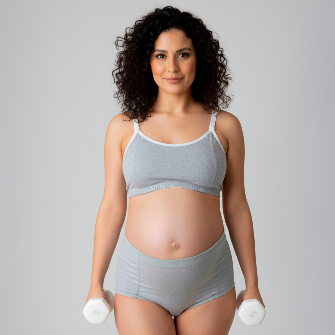 Conjunto Maternal Deportivo, Calzon CorteAlto, Sostén Lactancia Diana, Gris 7