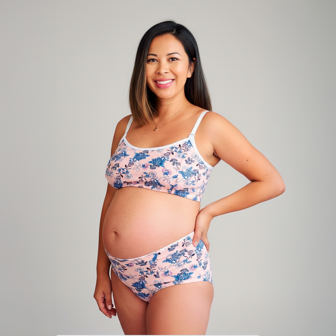 Conjunto Maternal Deportivo, Calzon CorteAlto, Sostén Lactancia Diana, RosadoFloreado 4