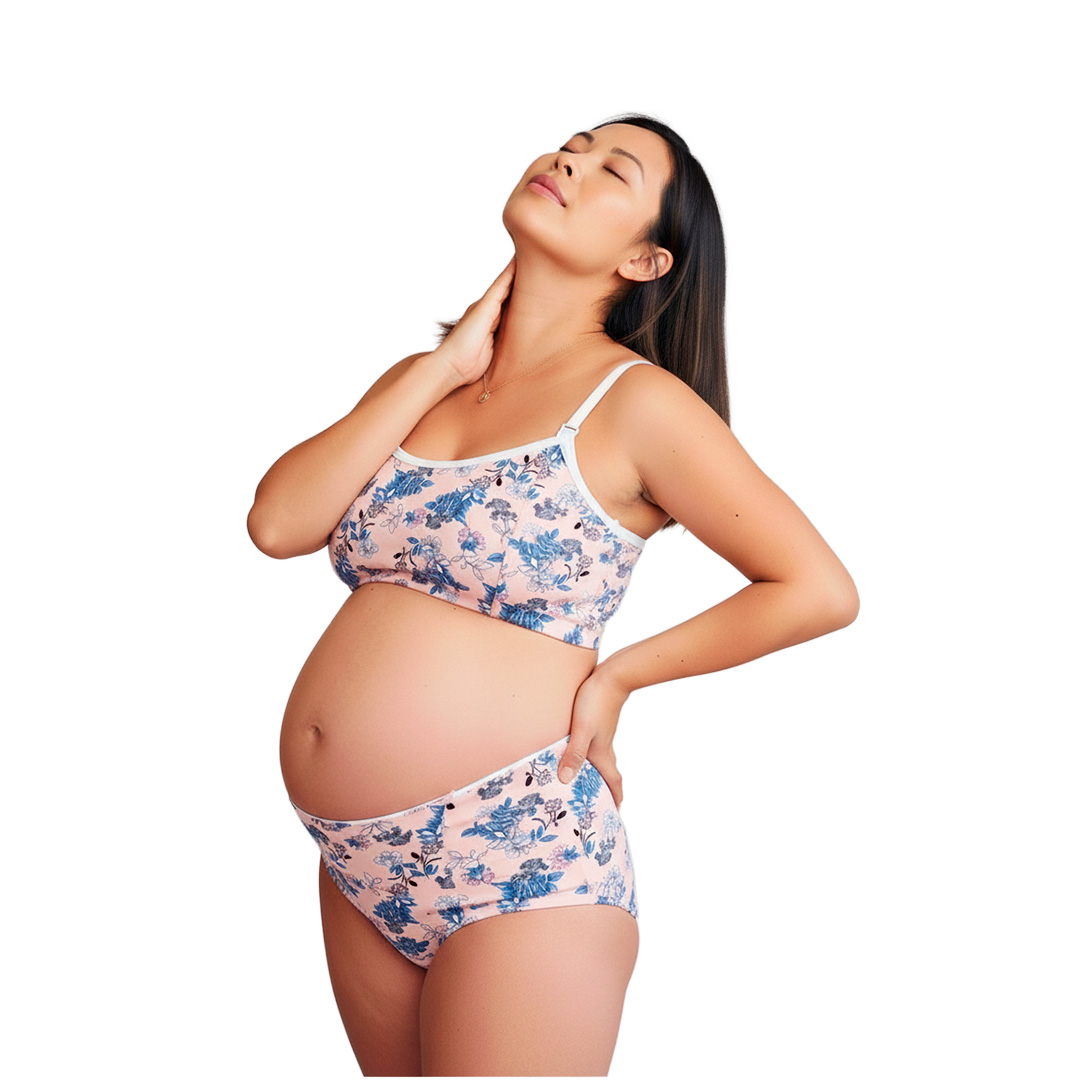 Conjunto Maternal Deportivo, Calzon CorteAlto, Sostén Lactancia Diana, RosadoFloreado 1