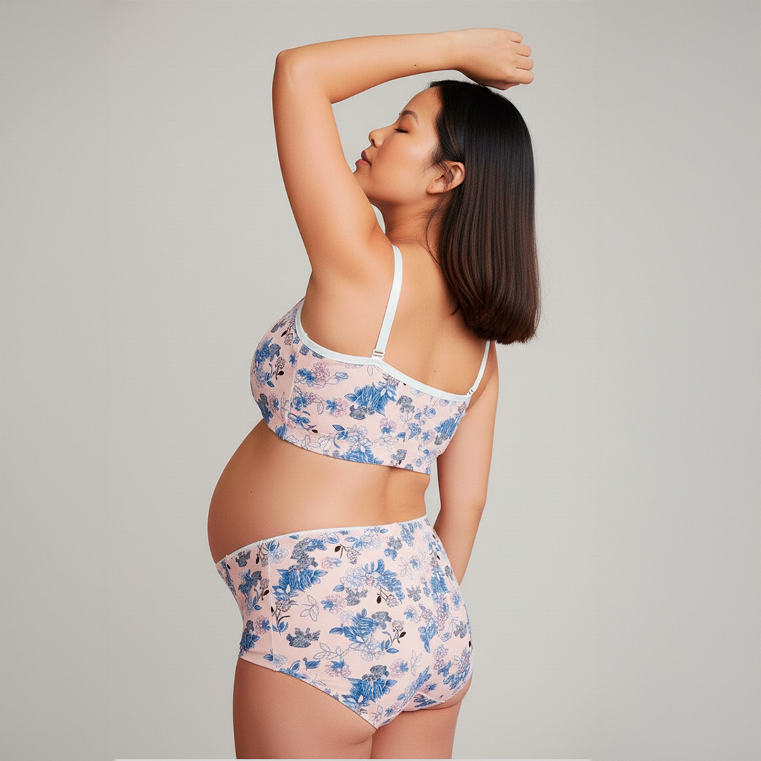 Conjunto Maternal Deportivo, Calzon CorteAlto, Sostén Lactancia Diana, RosadoFloreado 12