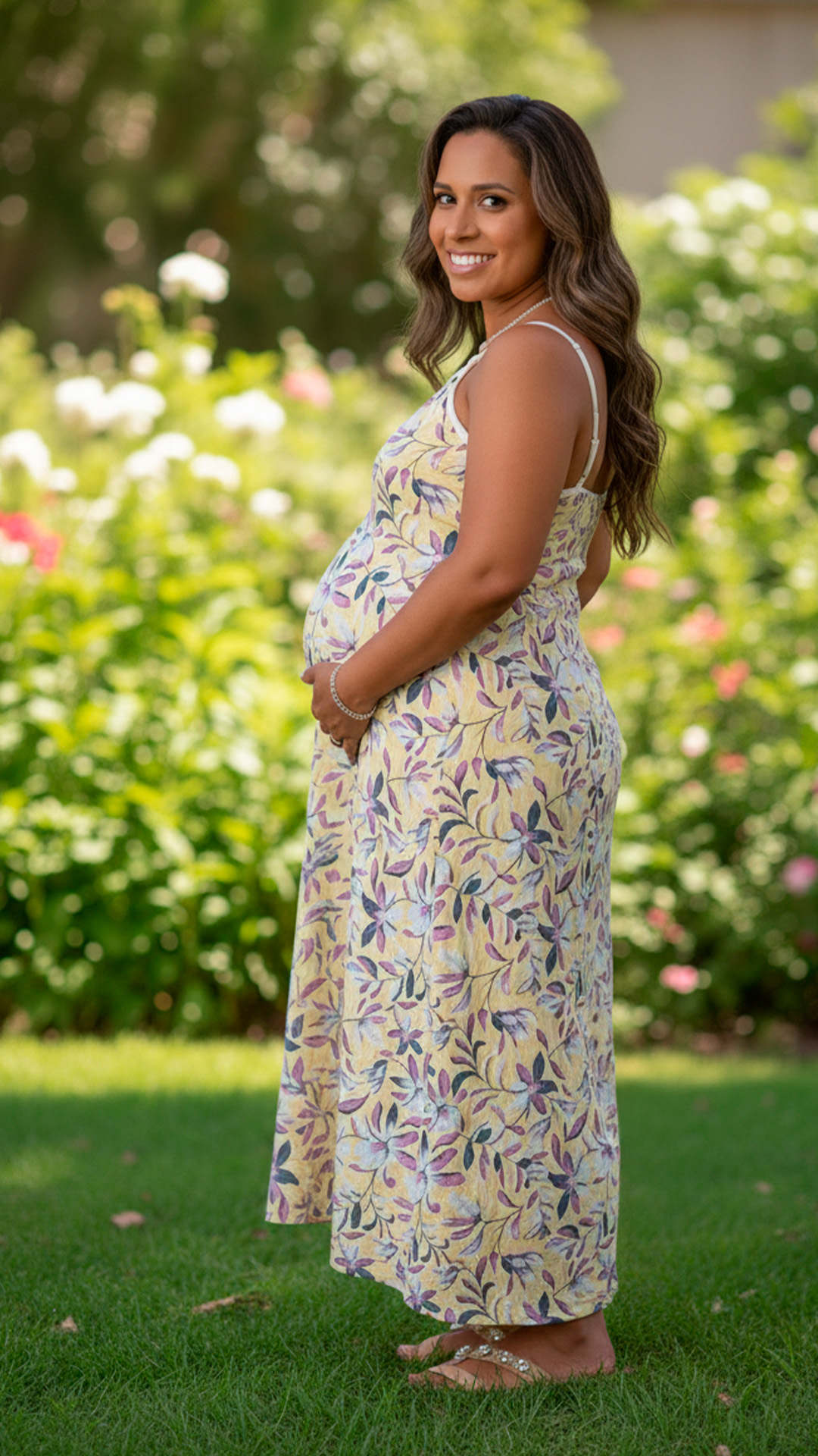 Vestido Maternal Tiritas Broche y Top Lactancia, AmarilloFloreado 3