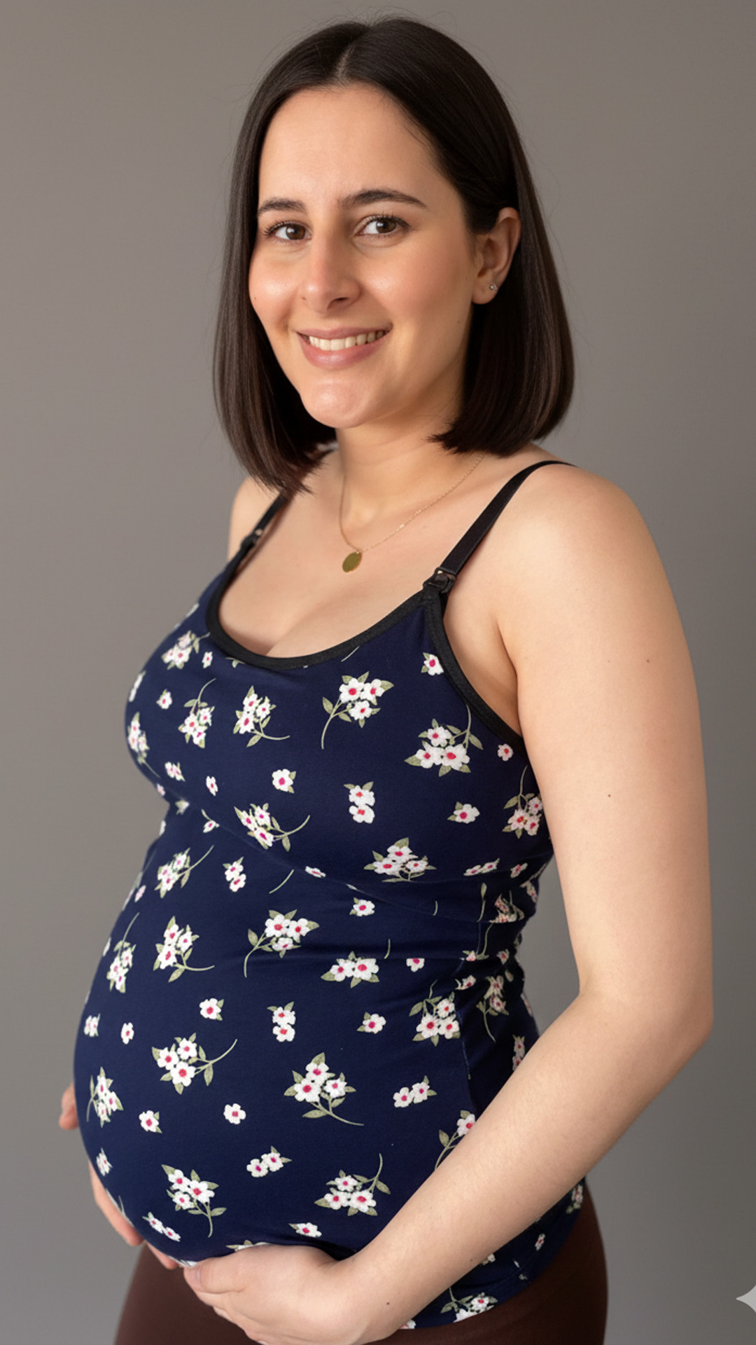 Polo Maternal Tiritas, Broche Lactancia, Top Incorporado, AzulFloreado 4