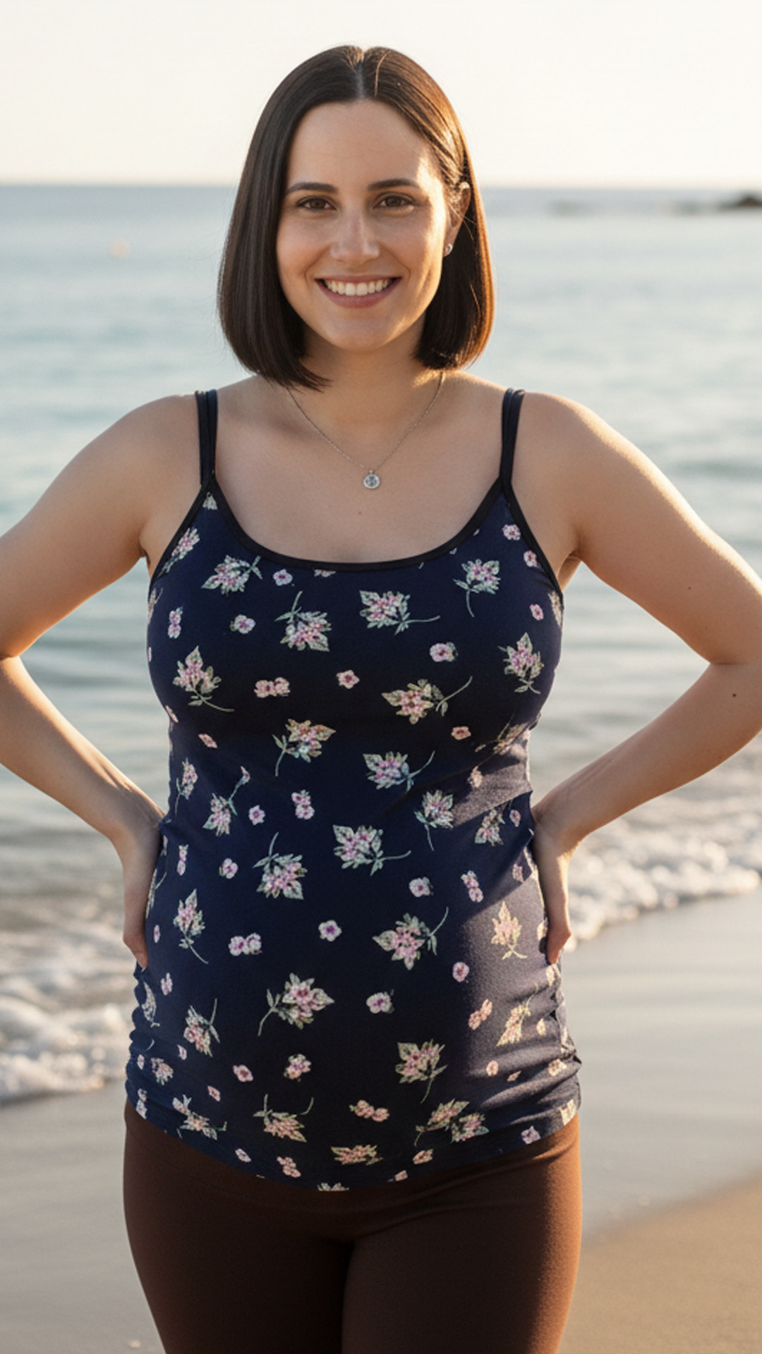 Polo Maternal Tiritas, Broche Lactancia, Top Incorporado, AzulFloreado 11