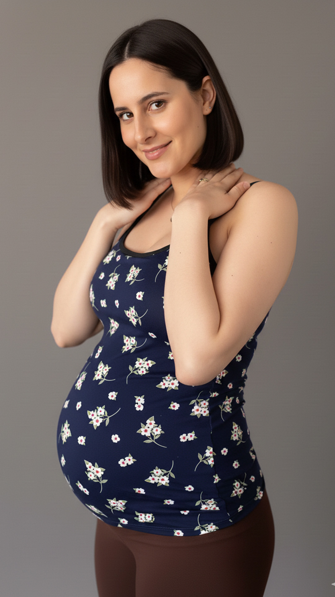 Polo Maternal Tiritas, Broche Lactancia, Top Incorporado, AzulFloreado 5