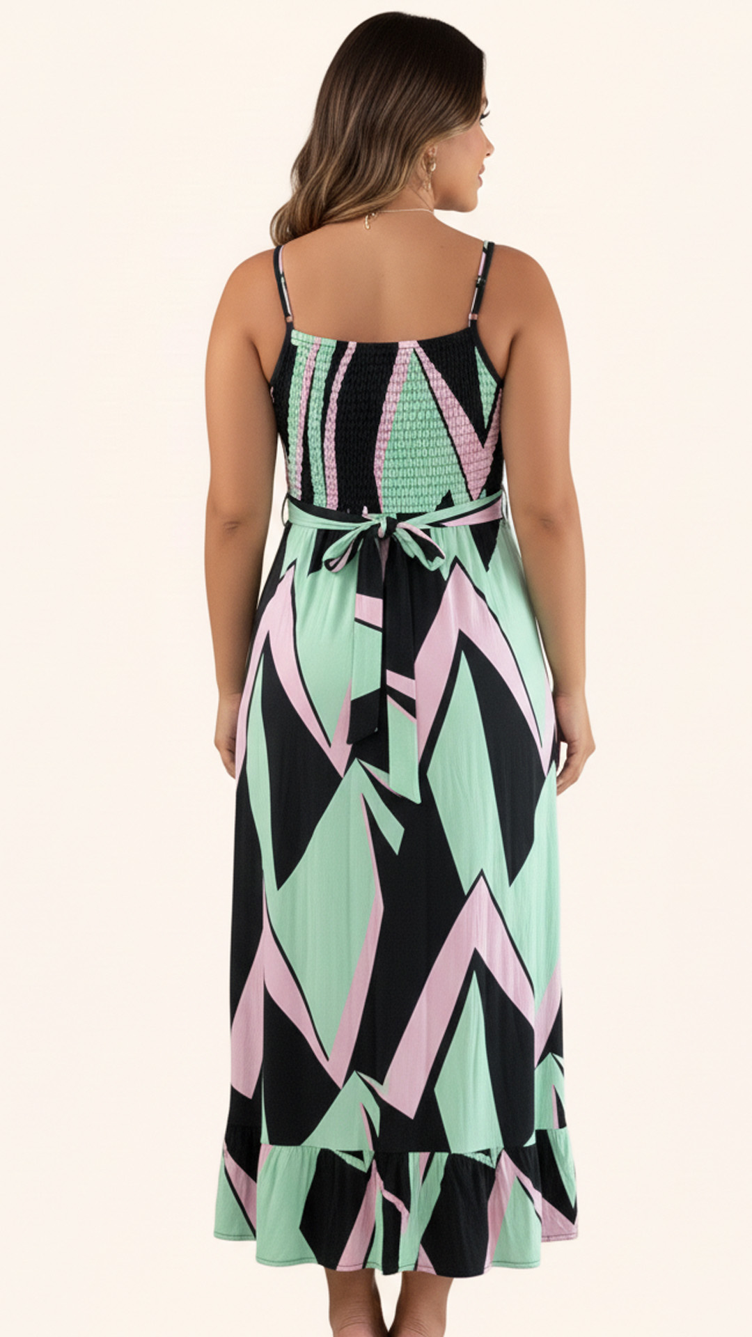 Vestido Maternal Tiritas Broche y Top Lactancia, RosadoCelesteNegro 6