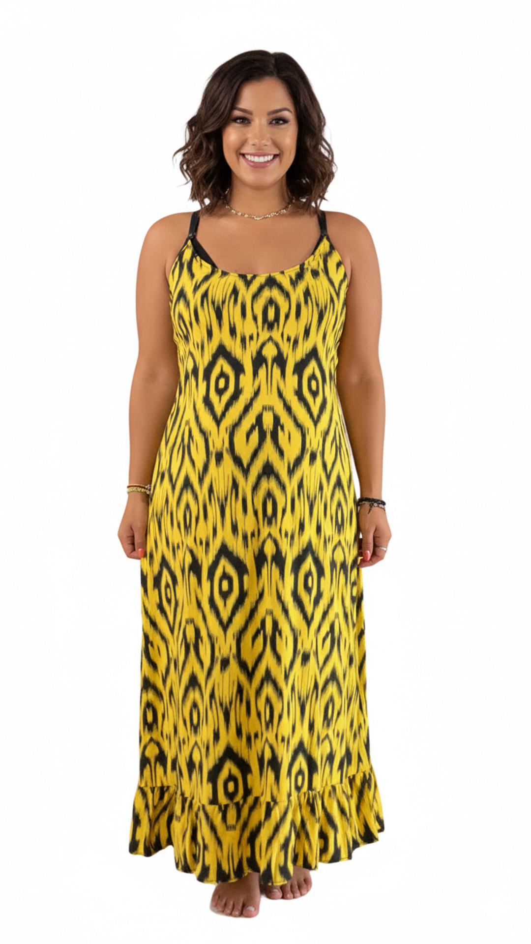 Vestido Maternal Tiritas Broche y Top Lactancia, AmarilloKokos 4