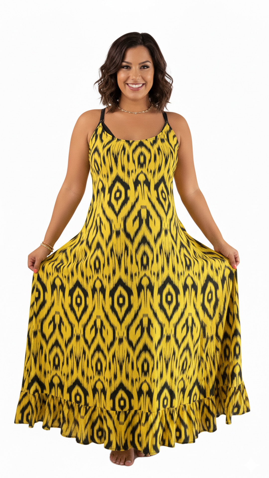 Vestido Maternal Tiritas Broche y Top Lactancia, AmarilloKokos 7