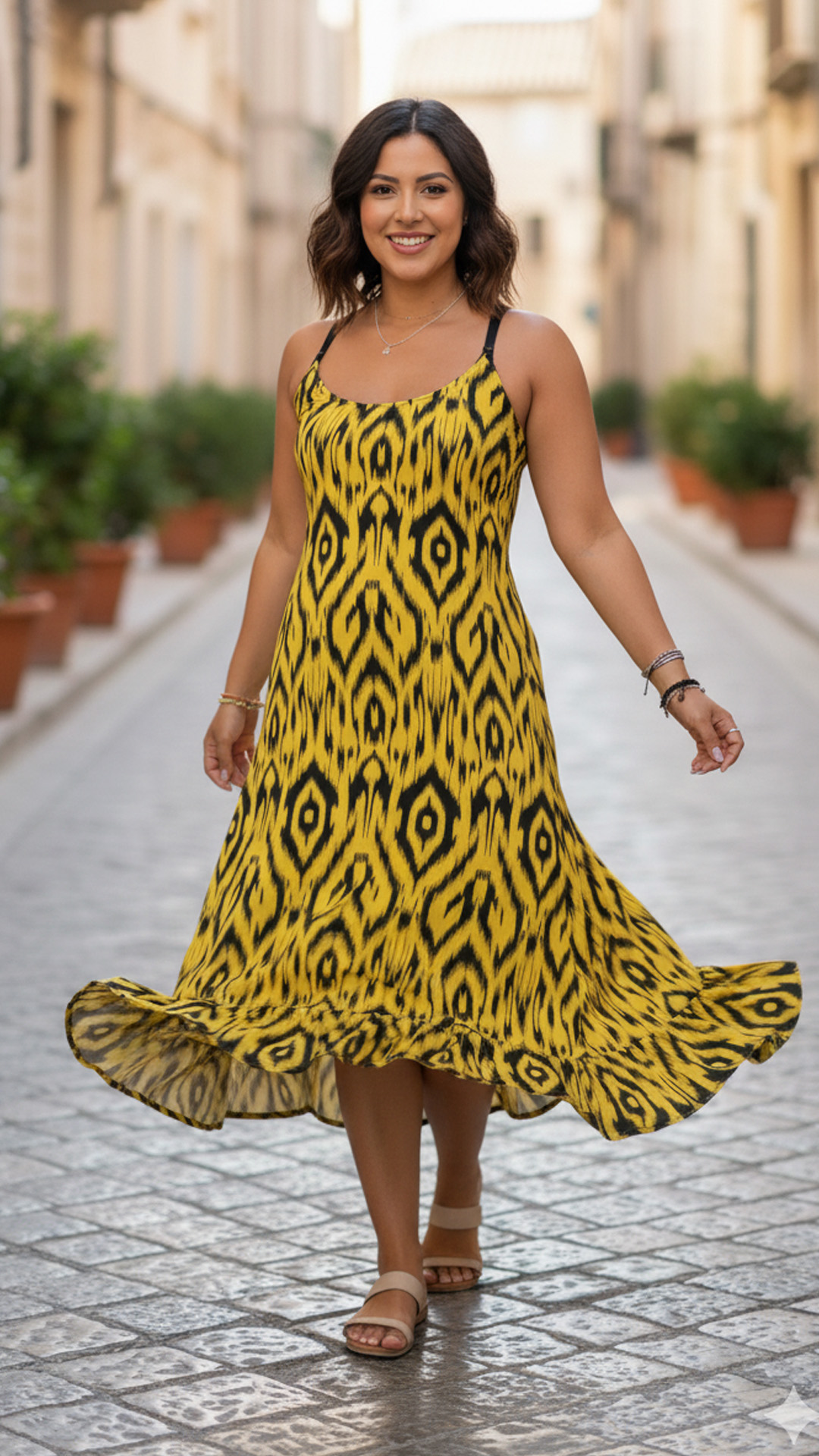 Vestido Maternal Tiritas Broche y Top Lactancia, AmarilloKokos 8