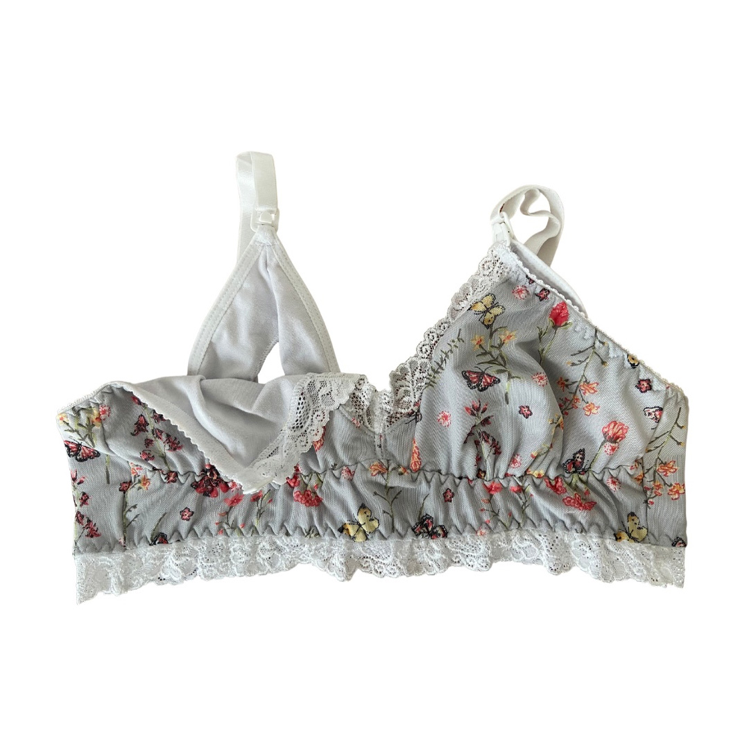 Sostén Maternal Julietta, Broche Lactancia, Encaje, VerdeCementoFlores 14