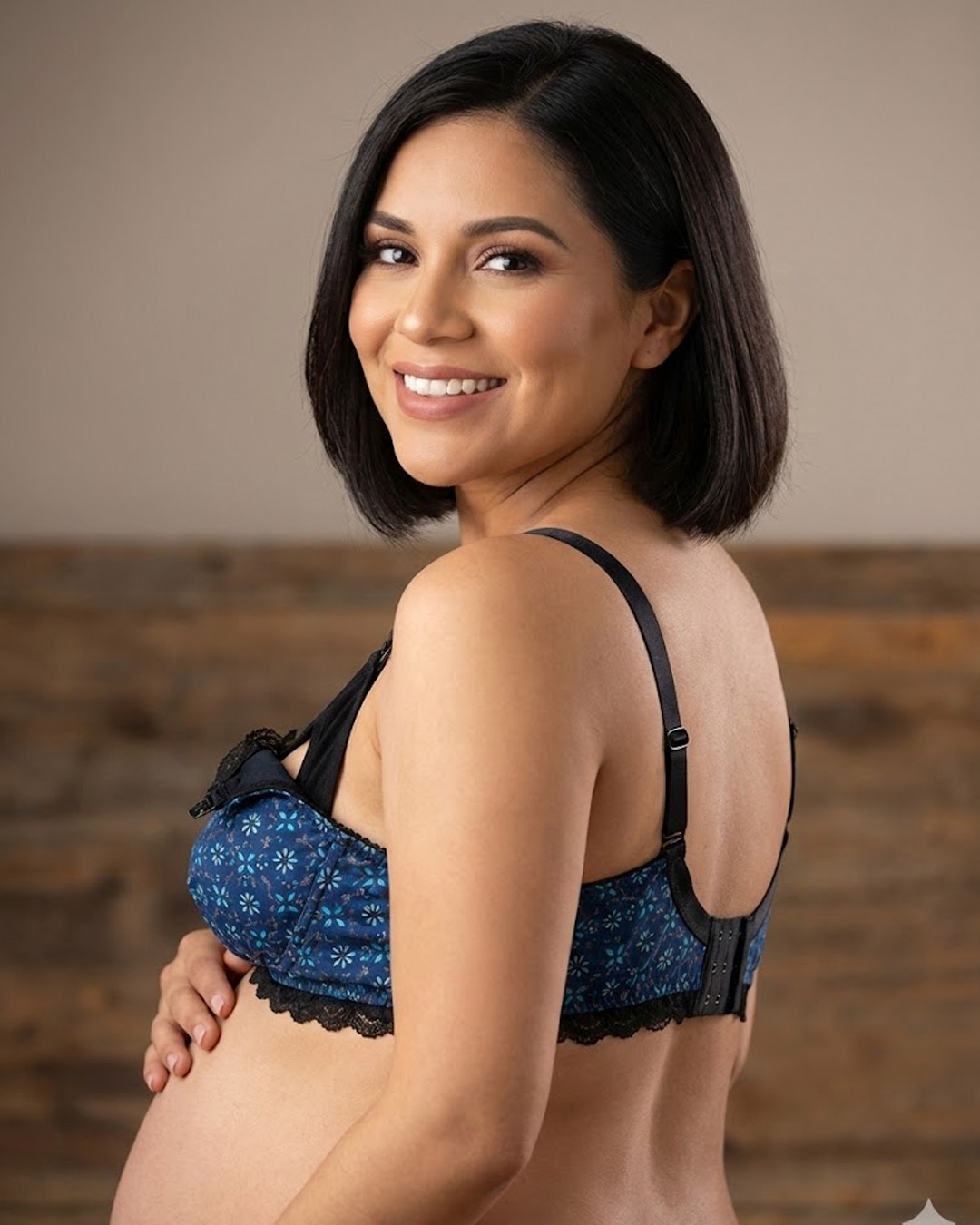 Sostén Maternal Julietta, Broche Lactancia, Encaje, AzulFlores 6