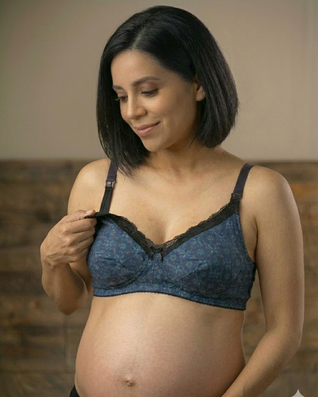 Sostén Maternal Julietta, Broche Lactancia, Encaje, AzulFlores 9