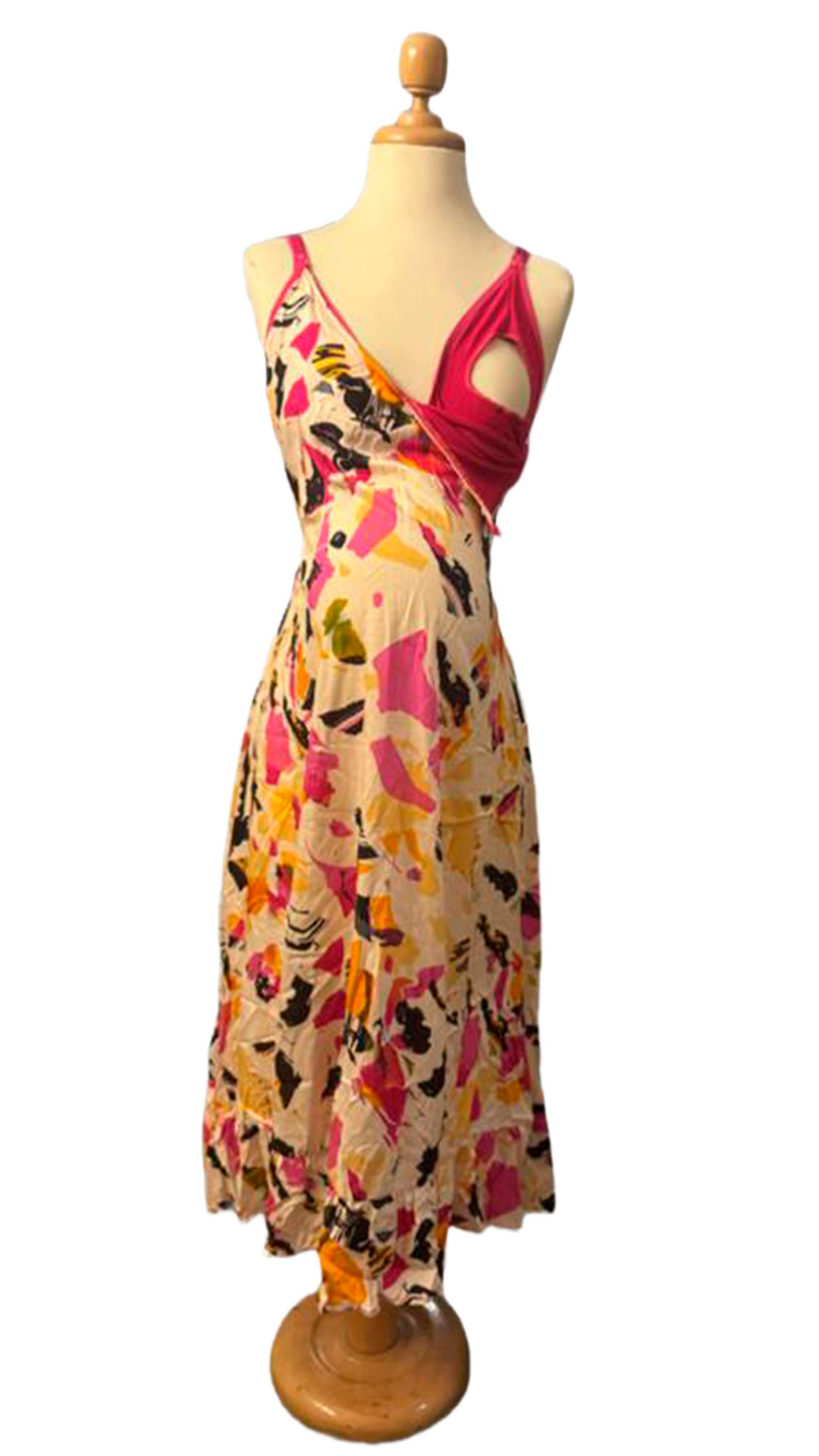 Vestido Maternal Tiritas Broche y Top Lactancia, CremaFucsiaDetalle 19