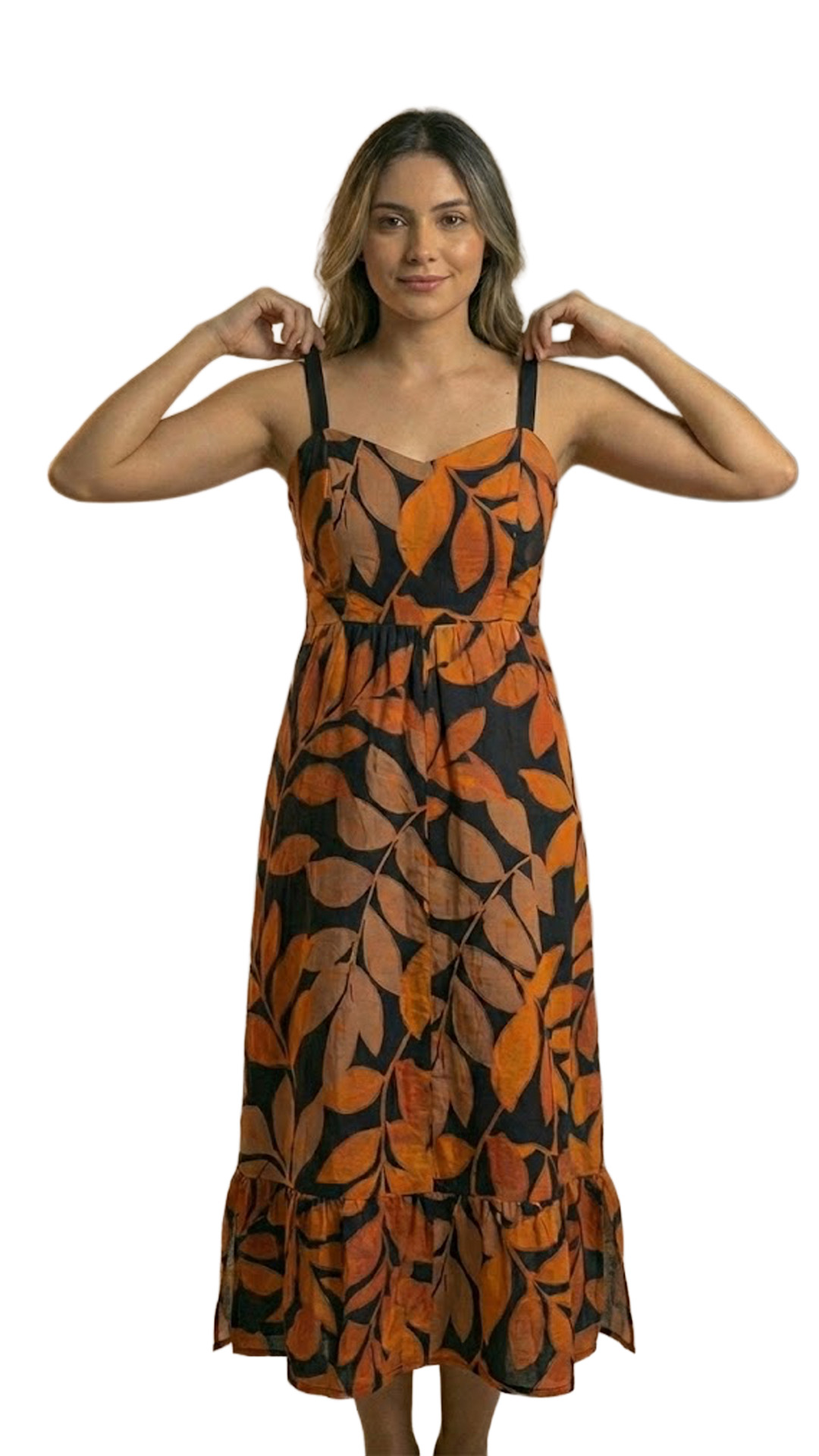 Vestido Maternal Tiritas Broche y Top Lactancia, AzulMarinoNaranja 2