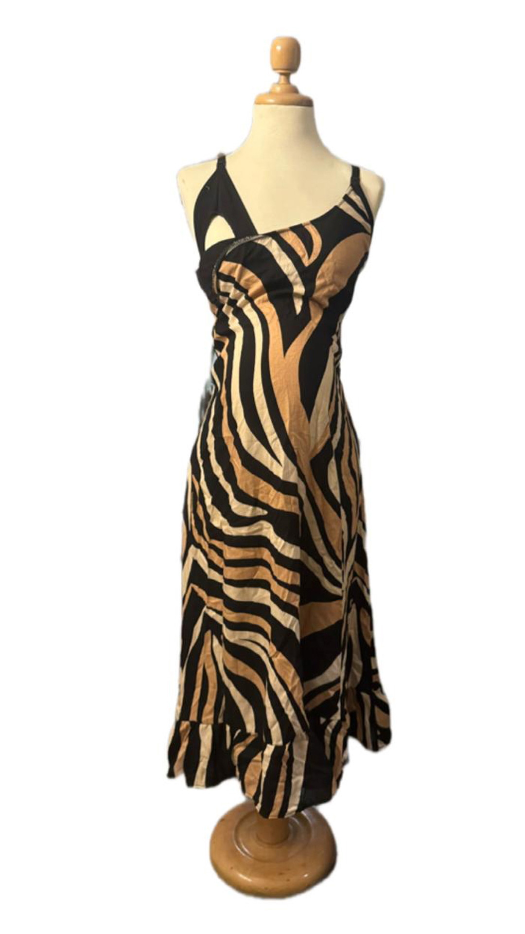 Vestido Maternal Tiritas Broche y Top Lactancia, NegroBeigeMarron 19