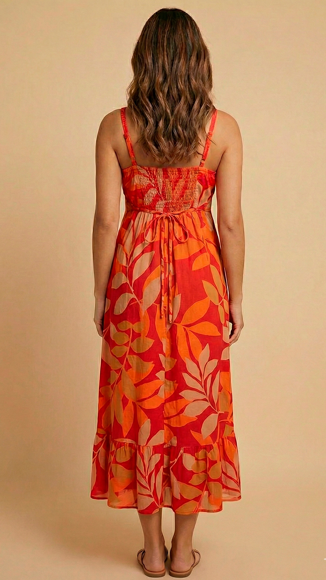 Vestido Maternal Tiritas Broche y Top Lactancia, RojoNaranja 3