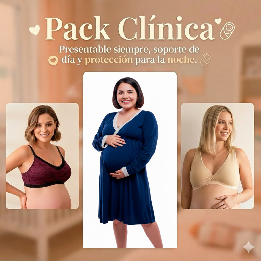 Pack Clínica3 (Camisón Victoria MangaLarga, Sostén Julieta y Top) 1