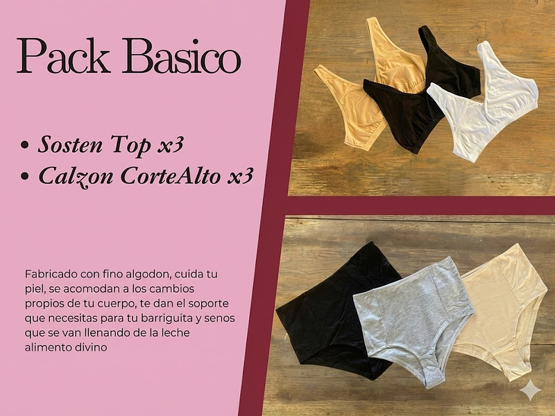 Pack Calzón CorteAlto y Sostén Top x3