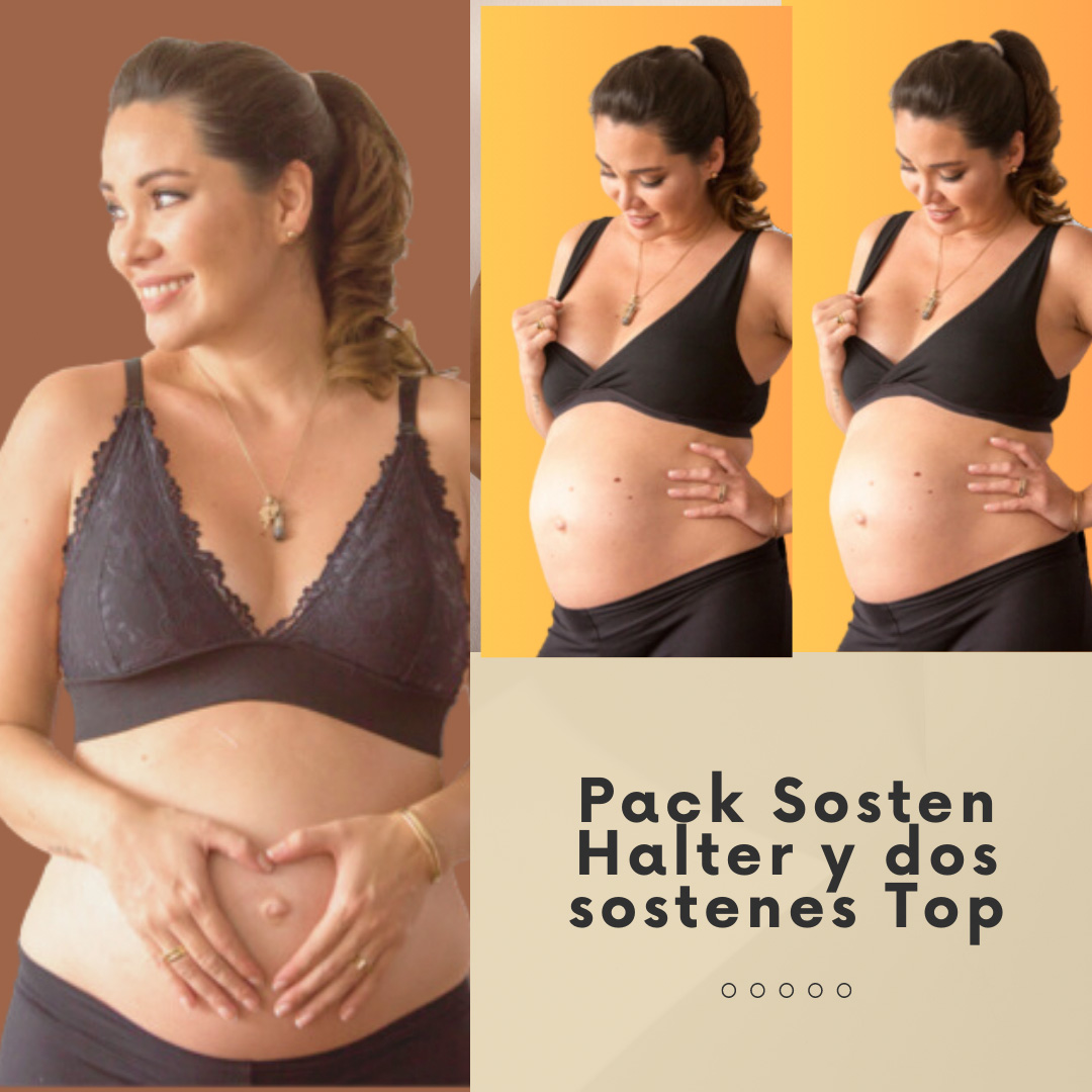 Pack Sostén Maternal Halter y 2 Sostenes Top Uso Nocturno 16