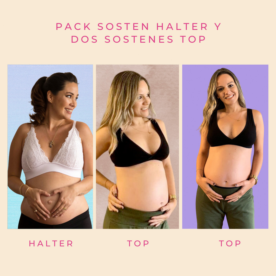 Pack Sostén Maternal Halter y 2 Sostenes Top Uso Nocturno 2