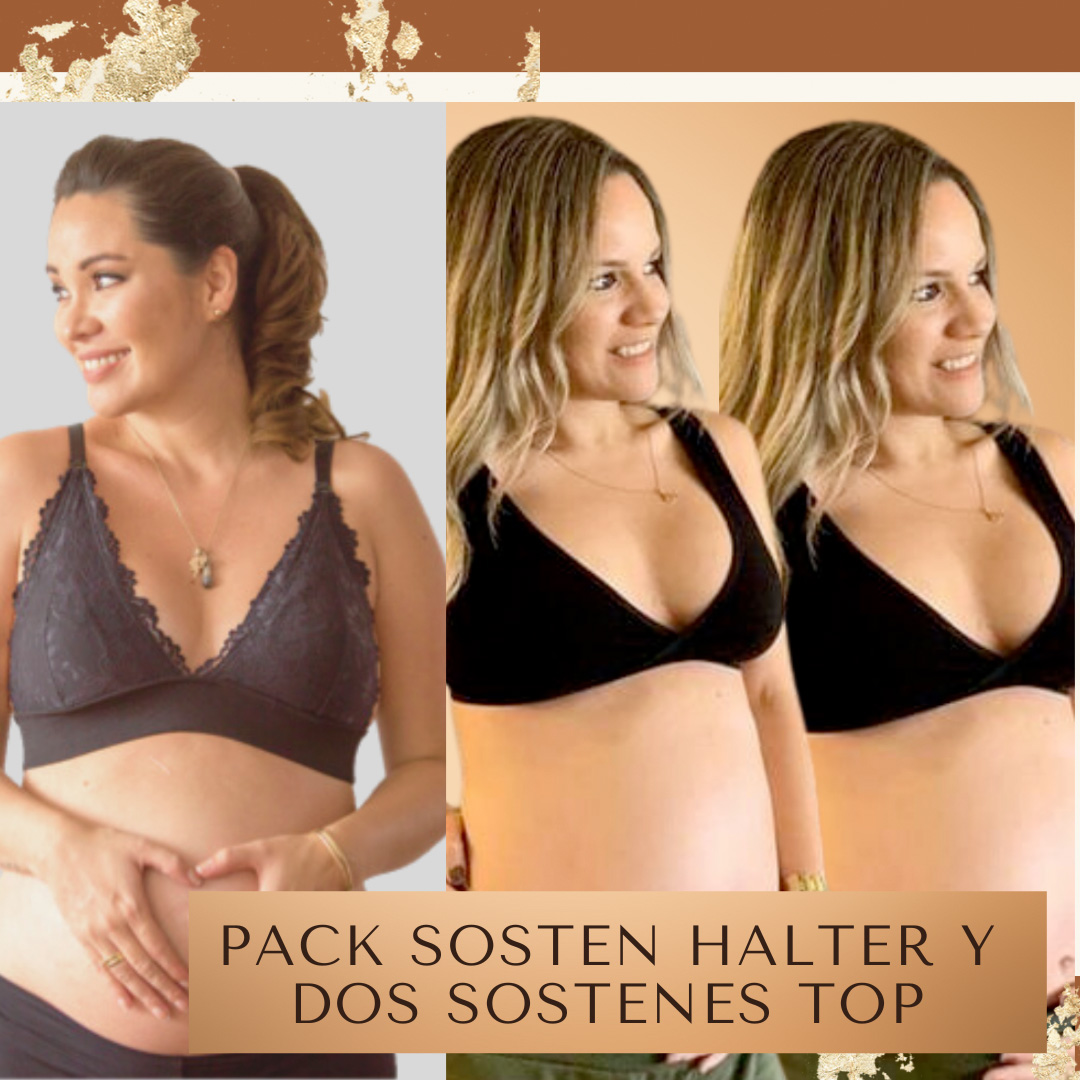 Pack Sostén Maternal Halter y 2 Sostenes Top Uso Nocturno 5