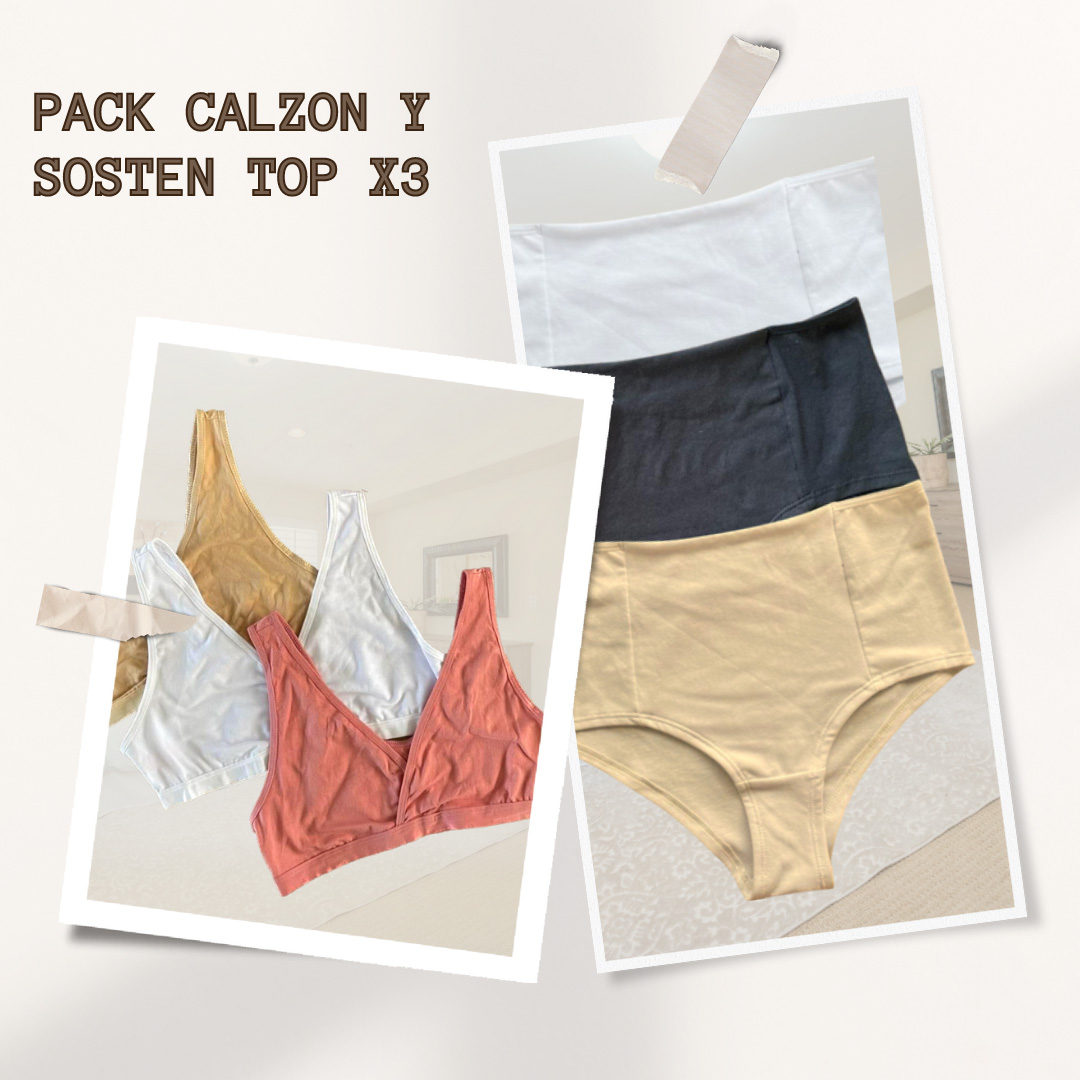 Pack Basico, Calzón CorteAlto y Sostén Top x3  (3 und cda uno) 23