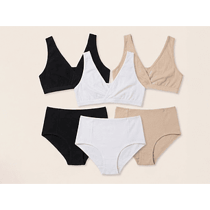 Pack Basico, Calzón CorteAlto y Sostén Top x3  (3 und cda uno)