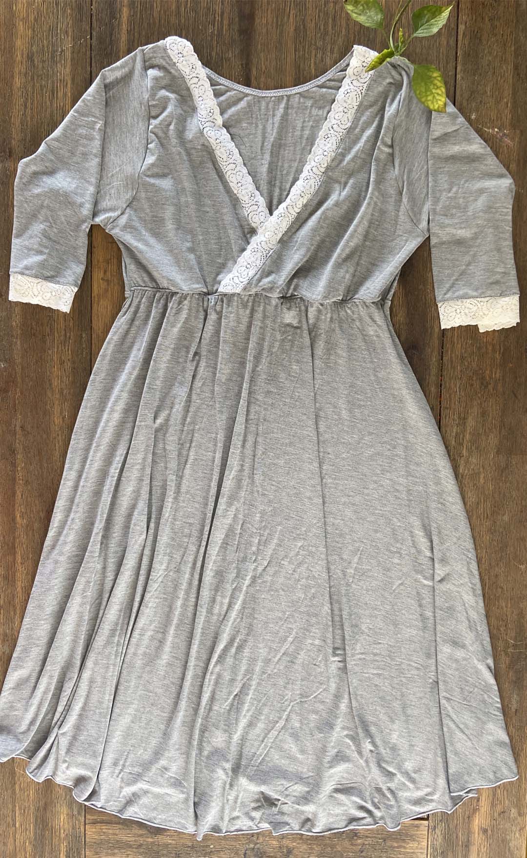 Camison Victoria Manga3/4, Sistema Lactancia, Algodon, Gris 22