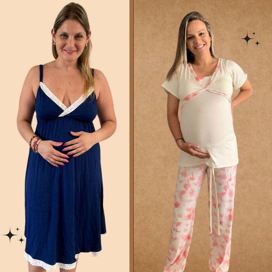 Pack Camisón Maternal MangaCero, Pijama Pantalón Polo 4