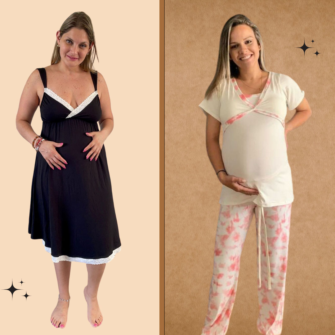 Pack Camisón Maternal MangaCero, Pijama Pantalón Polo 13