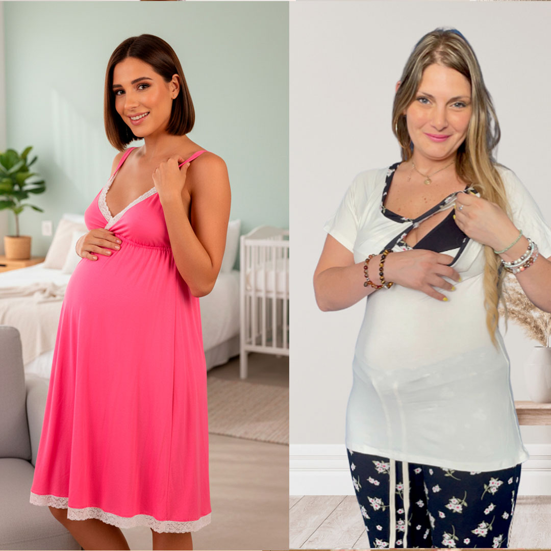 Pack Camisón Maternal MangaCero, Pijama Pantalón Polo 17