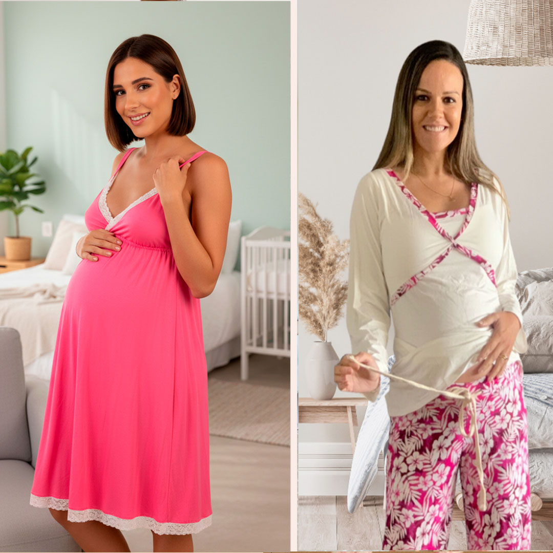 Pack Camisón Maternal MangaCero, Pijama Pantalón Polo 18