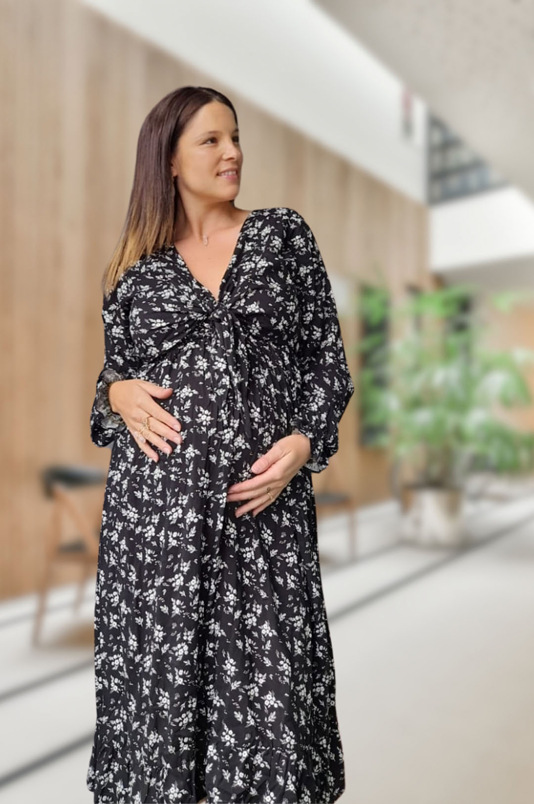 Vestido Maternal Lazo, Sistema Lactancia, AzulFloreado 7