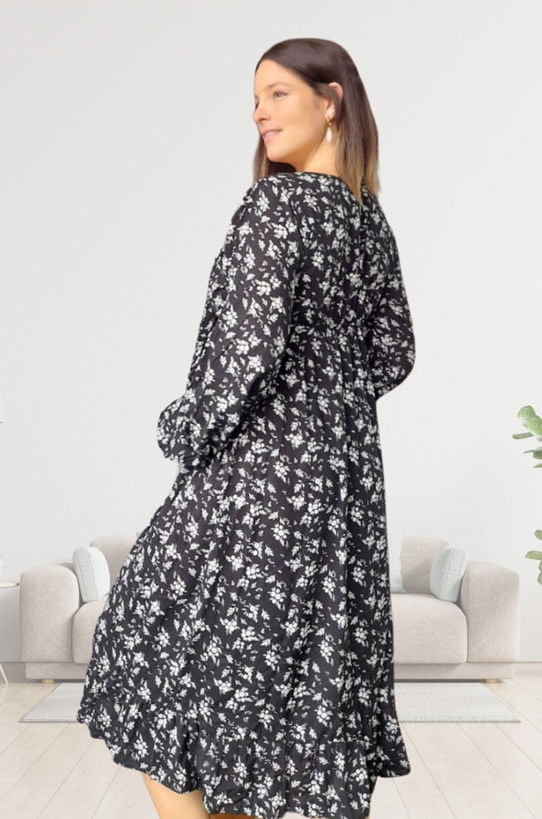 Vestido Maternal Lazo, Sistema Lactancia, AzulFloreado 8