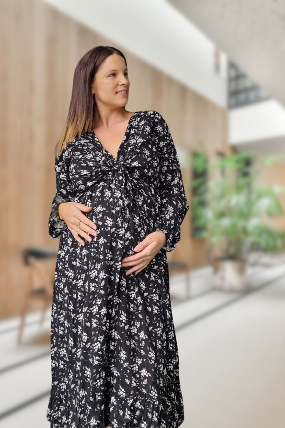 Vestido Maternal Lazo, Sistema Lactancia, AzulFloreado 20