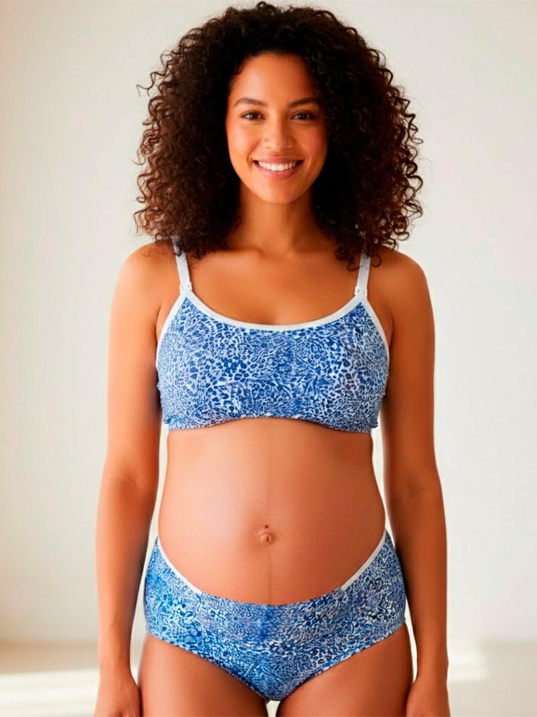 Conjunto Maternal Deportivo, Calzon CorteAlto, Sostén Lactancia Diana, AzulPunteado 6