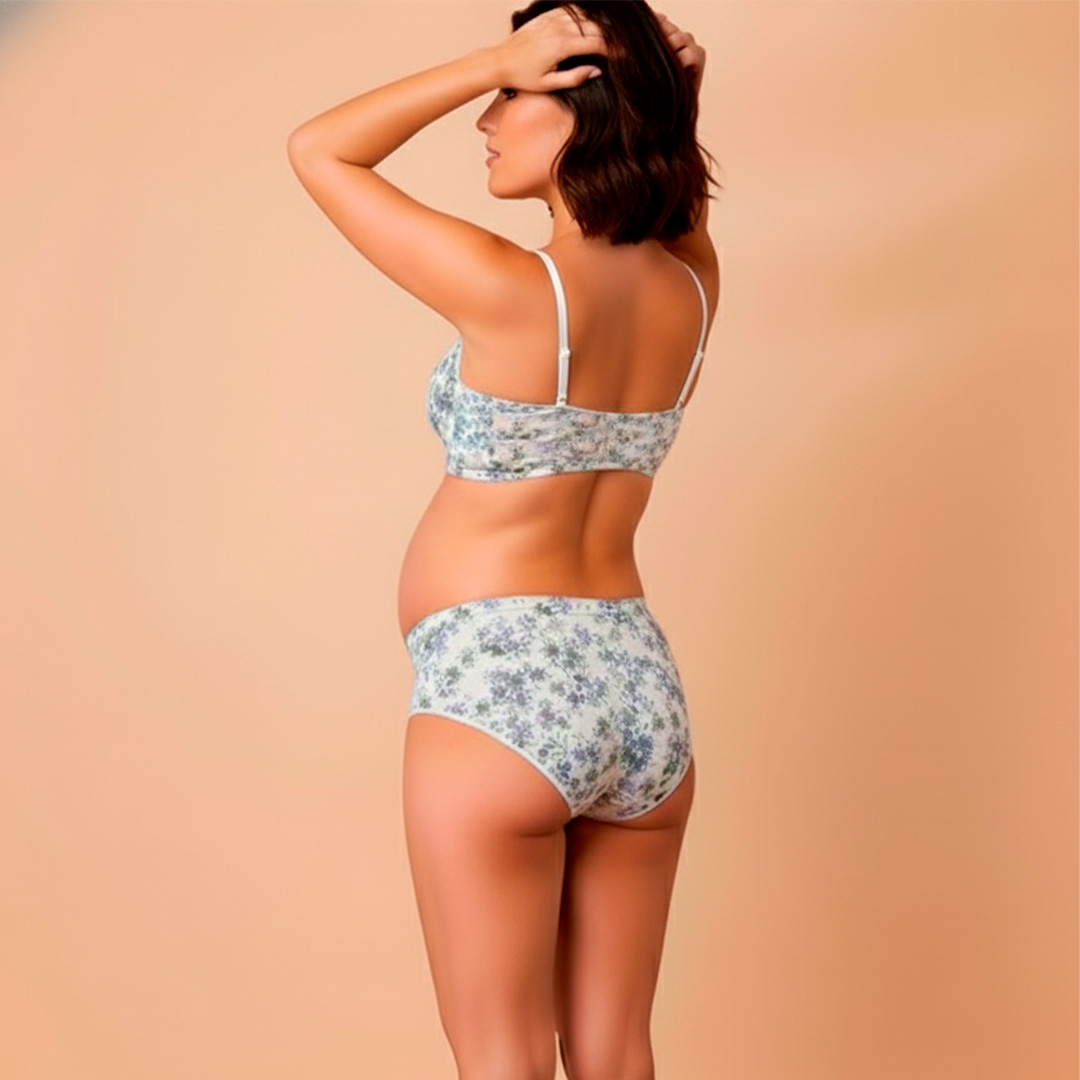 Conjunto Maternal Deportivo, Calzon CorteAlto, Sostén Lactancia Diana, AmarilloFloreado 11