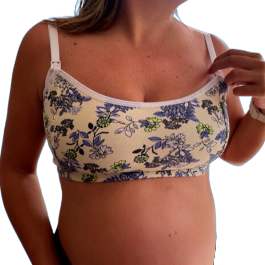 Conjunto Maternal Deportivo, Calzon CorteAlto, Sostén Lactancia Diana, AmarilloFloreado 14