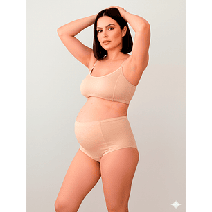 Conjunto Maternal Deportivo, Calzon CorteAlto, Sostén Lactancia Diana, Beige