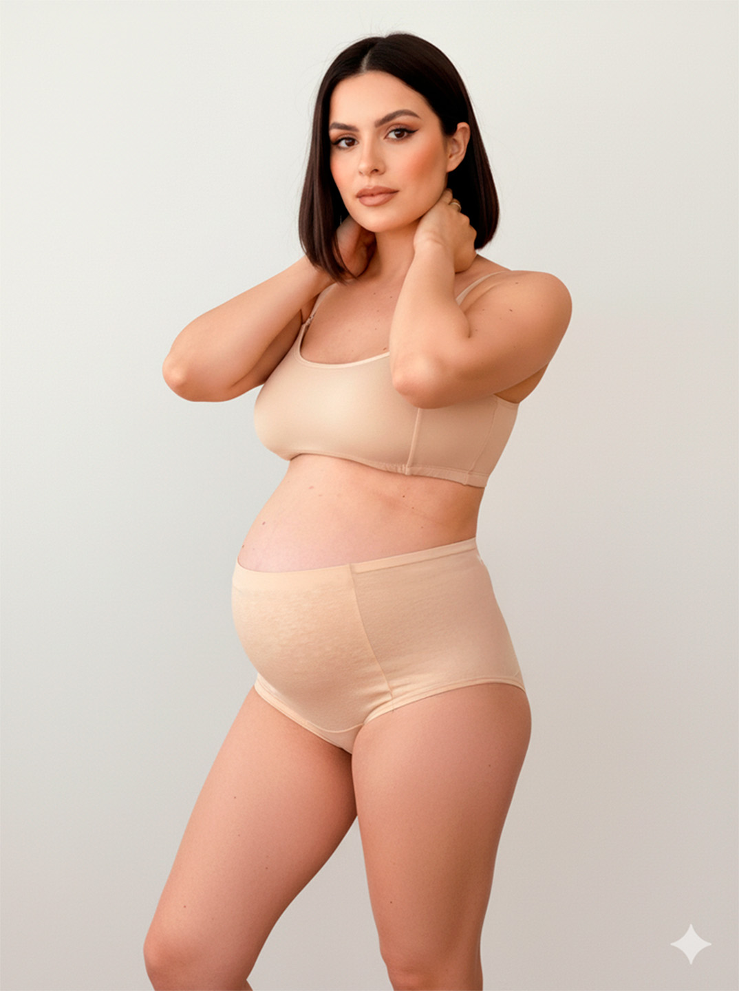 Conjunto Maternal Deportivo, Calzon CorteAlto, Sostén Lactancia Diana, Beige 3
