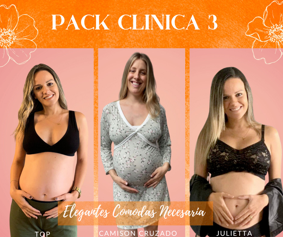 Pack Clínica3 (Camisón Cruzado MangaLarga, Sostén Julieta y Top) 1