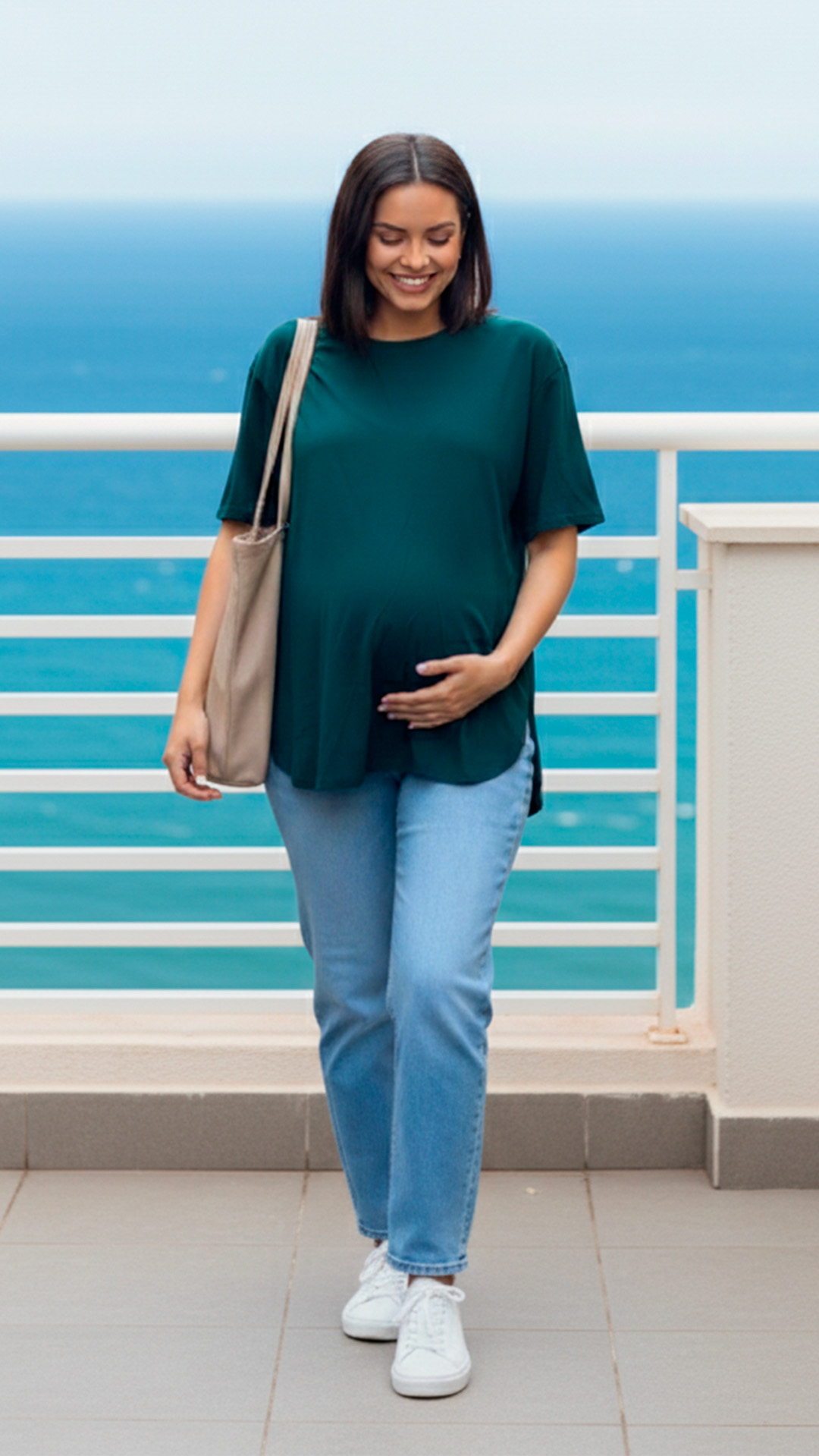 Polo Maternal MangaCorta, Lactancia Cierres Ocultos Laterales, Algodon VerdeMilitar 21