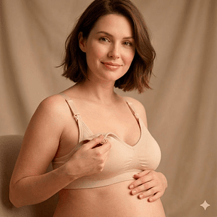 Sostén Maternal Microfibras, Broche, Sistema Lactancia, Beige