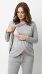 Buzo Maternal Algodon Aperturas Laterales Lactancia, Gris - Miniatura 4