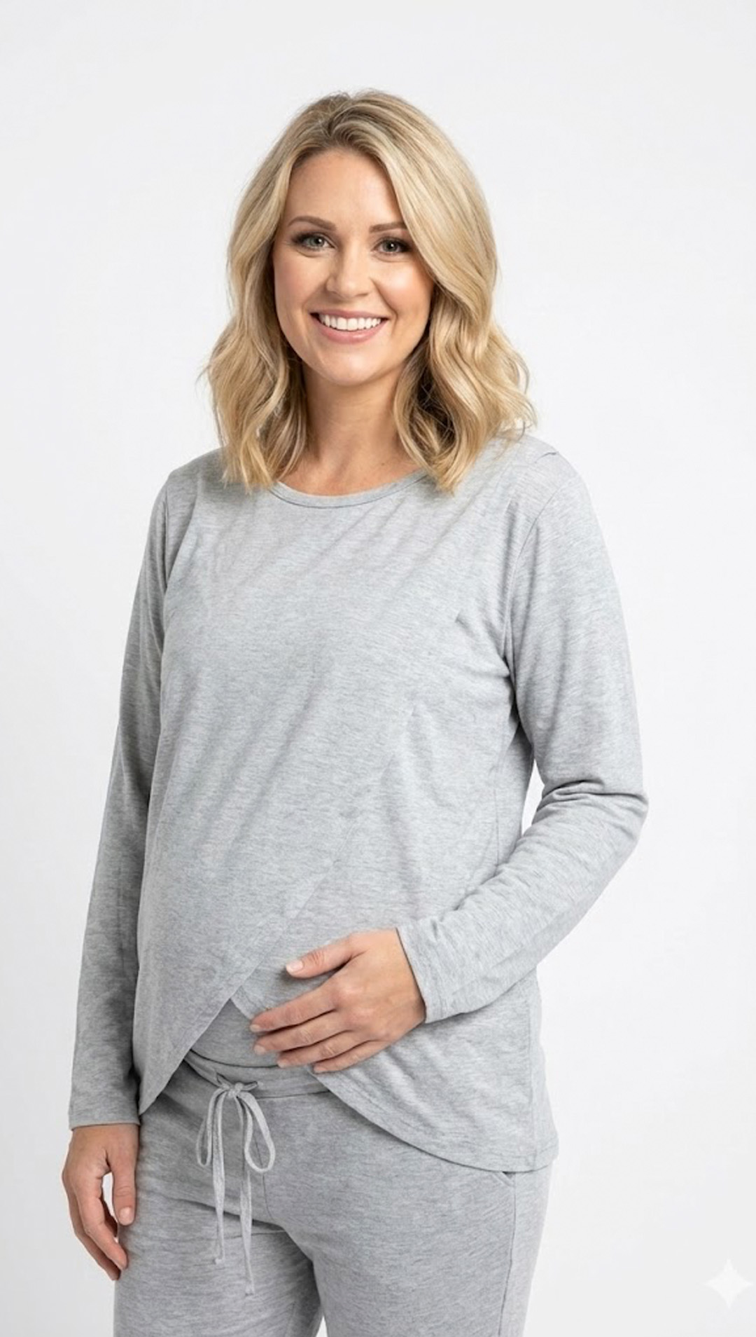 Buzo Maternal Algodon Aperturas Laterales Lactancia, Gris 1