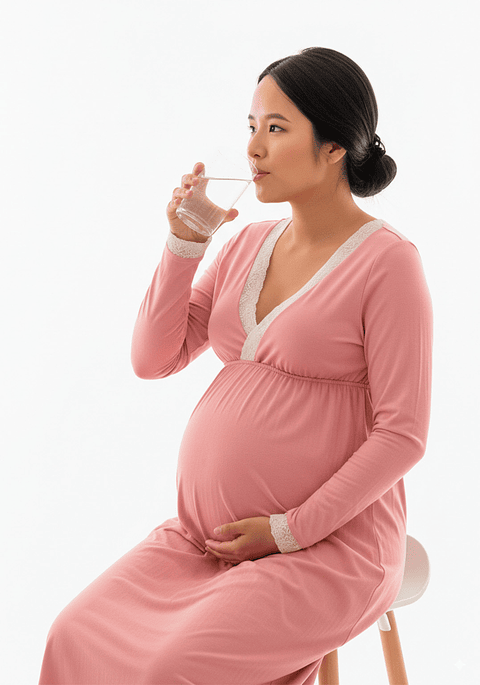 Camisón Maternal Victoria: MangaLarga & Sistema de Lactancia (PaloRosa)