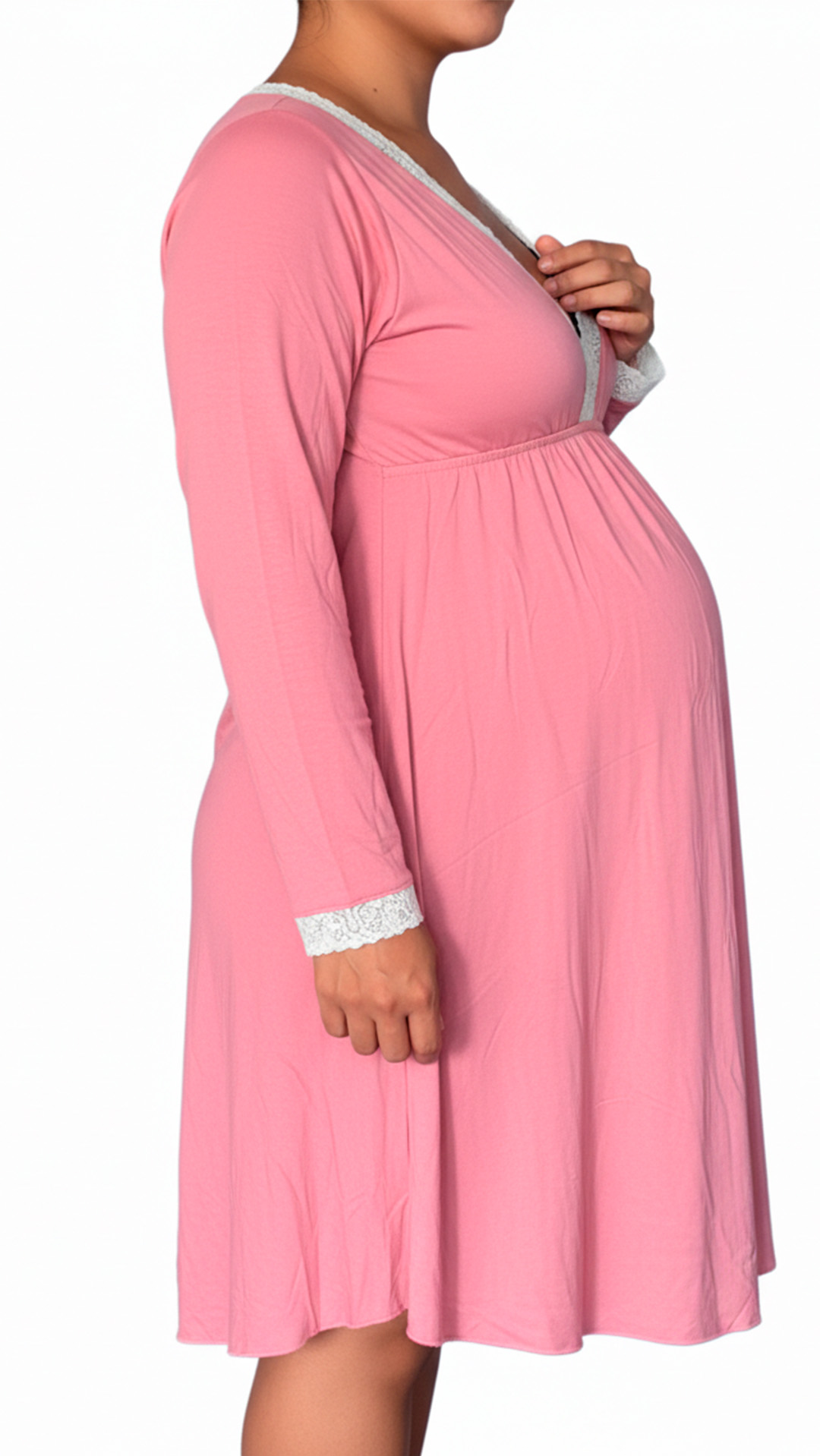 Camison Victoria MangaLarga, Sistema Lactancia, Algodon, PaloRosa 11
